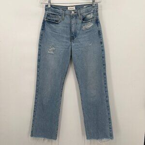 FRAME Le Jane Crop Distressed High-Rise Light wash Straight Jeans Women’s 25